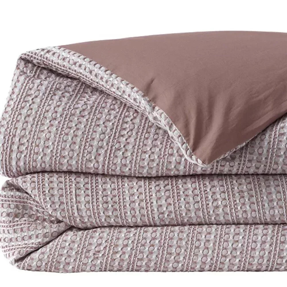 Boho Duvet Cover - Full / Queen Size Textured Cotton Duvet in Mauve Quartz NWT